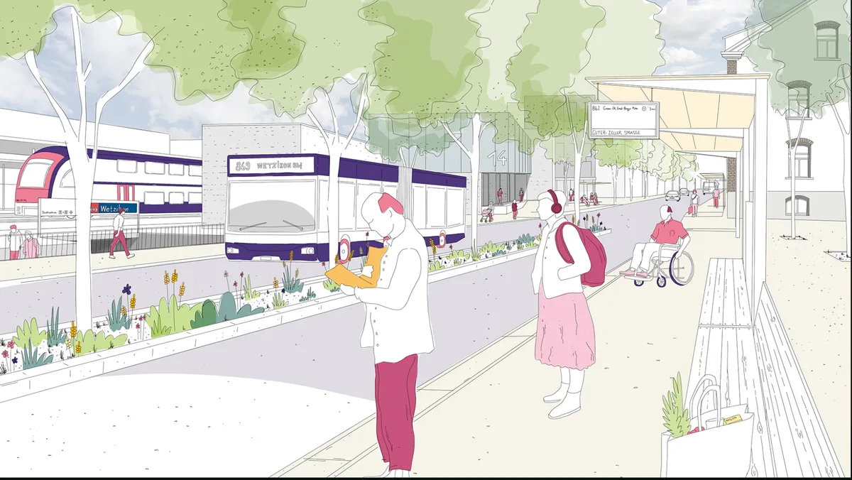 So könnte der neue Busbahnhof an der Guyer-Zeller-Strasse aussehen. So soll das Bahnhofareal in der Zukunft aussehen.
